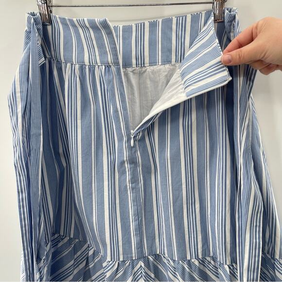 J By J Crew Blue & White Stripe Big Bow Midi Skirt Ruffle Hem Size 2 - Picture 8 of 11